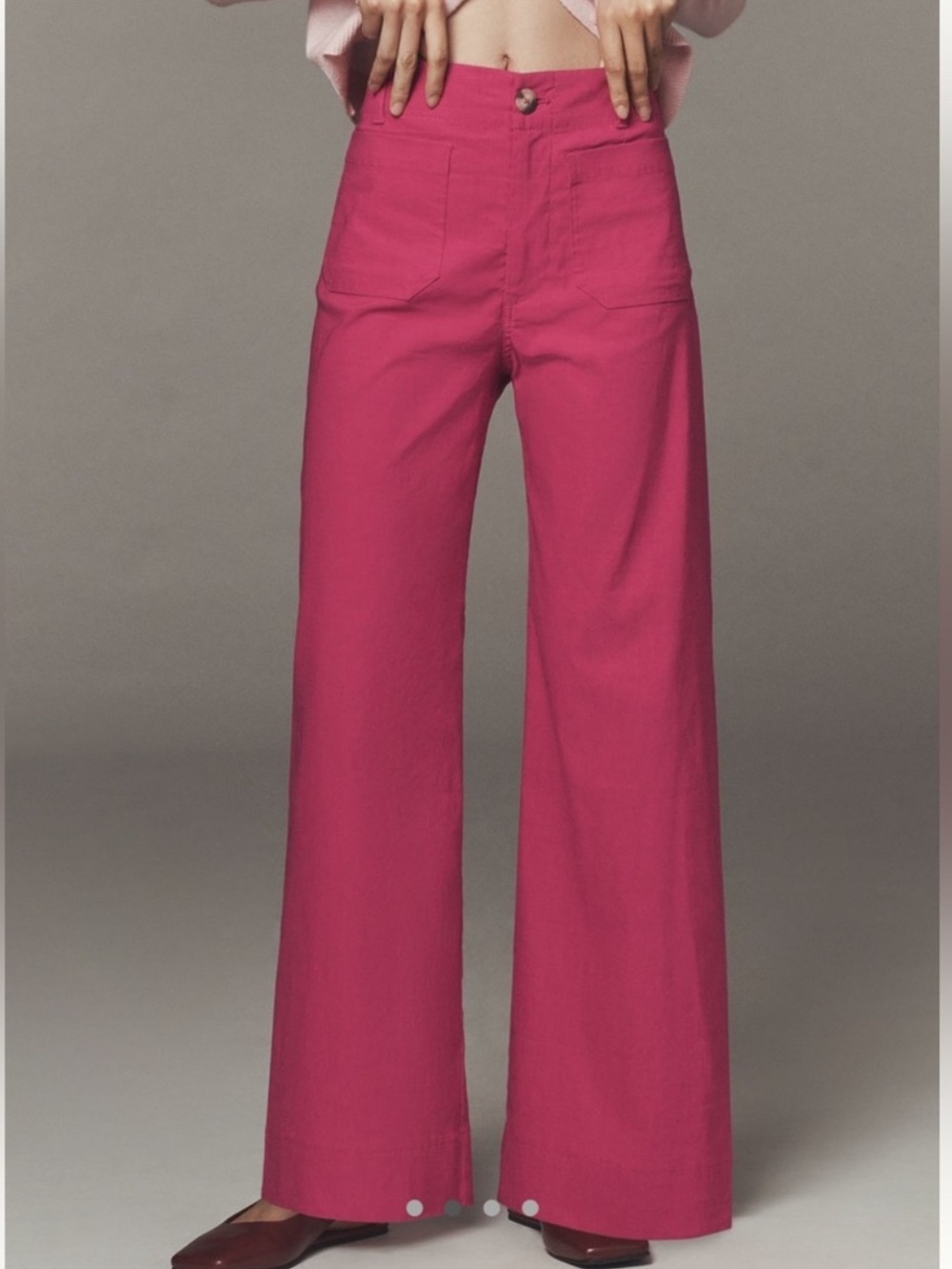 NWT Maeve Anthropologie Colette Full Length Wide Leg Pants Pink 27P Magic Fabric - Picture 9 of 9